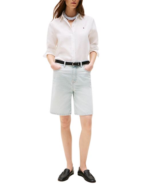 Camicia donna bianca in lino Tommy Hilfiger | WW0WW44679YCF